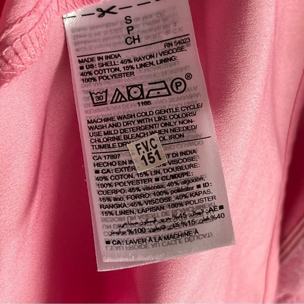 Old Navy Pink Striped Tiered 3/4 Sleeve Button Front Dress - Picture 9 of 9